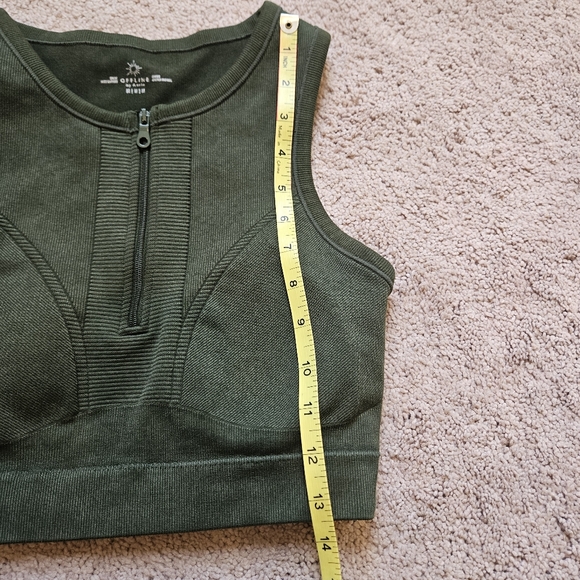 OFFLINE Seamless Zip Front Sports Bra Olive Crew Green Padded Size M - Picture 6 of 10